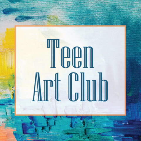 Words Teen Art Club over abstract oil painted background