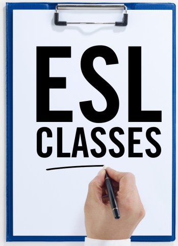 Clipboard saying ESL Classes