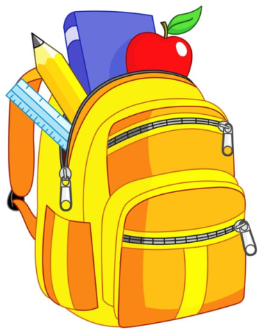 Yellow backpack with school supplies