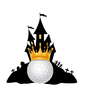 golf ball with crown in front of a castle