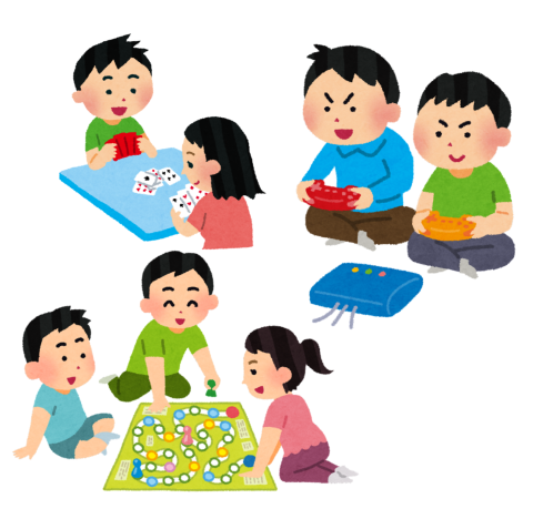 Kids playing many types of games