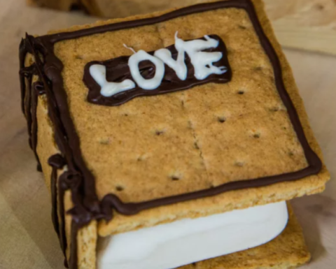 Edible book made from Graham Cracker, Marshmallow and Chocolate. 