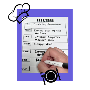 Hand writing on a whiteboard menu. 