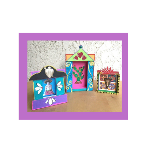 Three wooden Nichos. 