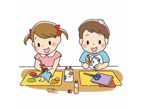 Two preschoolers crafting art