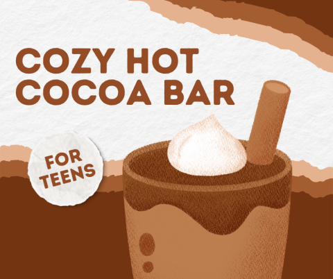 Cozy Hot Cocoa Bar for Teens. Image of a hot cup of cocoa.