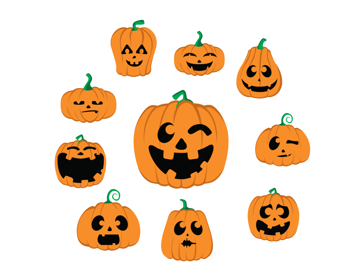 Group of smiling jack o'lanterns