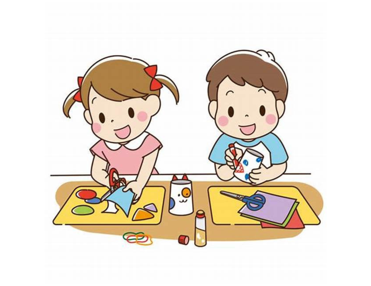 Little kids crafting art projects