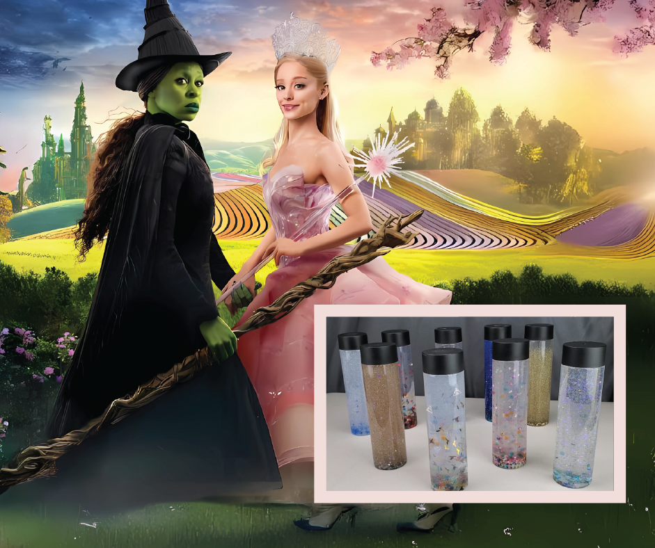 Picture from "Wicked" the movie plus glitter jar craft